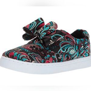 ☔️🔸️Qupid Black w/Metallic Floral Brocade Moira-05 Bow Shoes Size 8